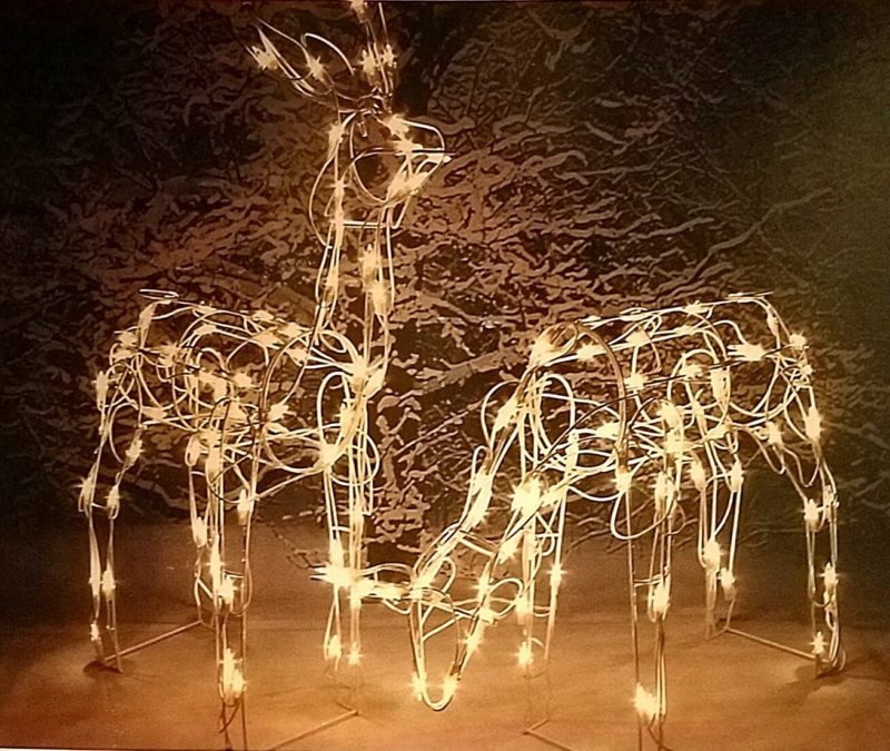 4.5 ft feeding reindeer with led lights yard sculpture